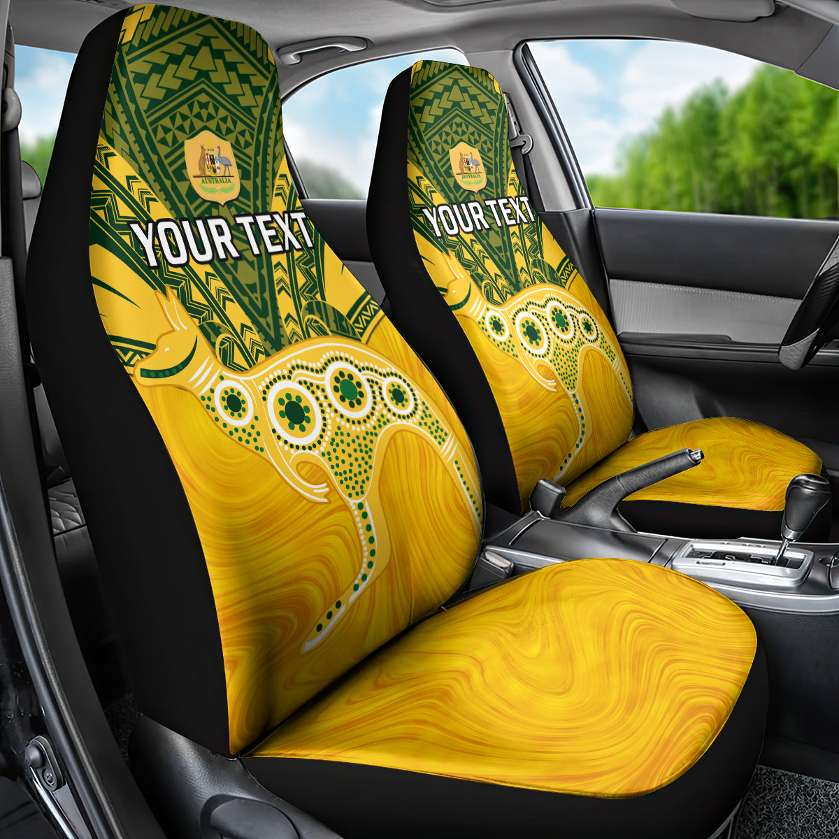 Custom Australia Matildas Car Seat Cover Polynesian Mix Gold Marble