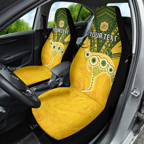 Custom Australia Matildas Car Seat Cover Polynesian Mix Gold Marble