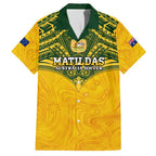 Custom Australia Matildas Family Matching Long Sleeve Bodycon Dress and Hawaiian Shirt Polynesian Mix Gold Marble