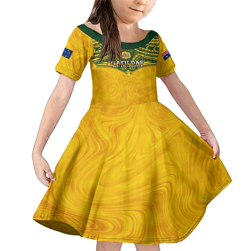 Custom Australia Matildas Family Matching Mermaid Dress and Hawaiian Shirt Polynesian Mix Gold Marble