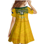 Custom Australia Matildas Family Matching Mermaid Dress and Hawaiian Shirt Polynesian Mix Gold Marble