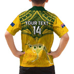 Custom Australia Matildas Family Matching Off Shoulder Long Sleeve Dress and Hawaiian Shirt Polynesian Mix Gold Marble