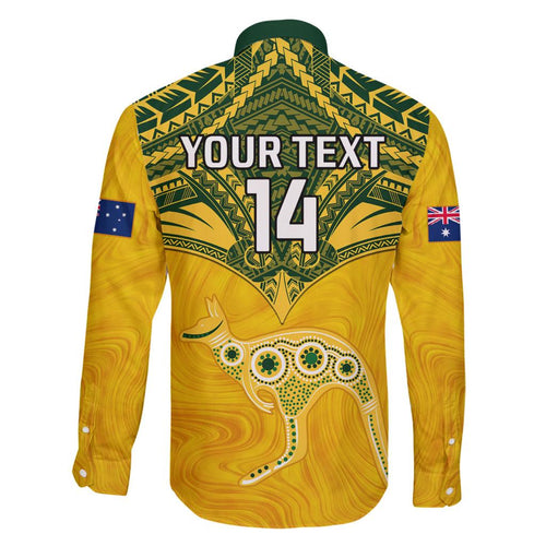 Custom Australia Matildas Family Matching Off Shoulder Long Sleeve Dress and Hawaiian Shirt Polynesian Mix Gold Marble