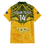 Custom Australia Matildas Family Matching Off Shoulder Short Dress and Hawaiian Shirt Polynesian Mix Gold Marble