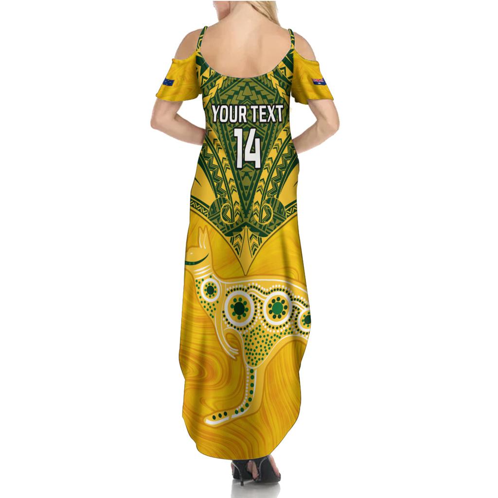 Custom Australia Matildas Family Matching Summer Maxi Dress and Hawaiian Shirt Polynesian Mix Gold Marble