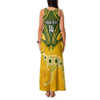 Custom Australia Matildas Family Matching Tank Maxi Dress and Hawaiian Shirt Polynesian Mix Gold Marble