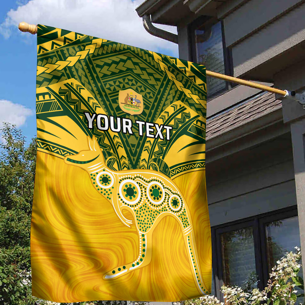 Custom Australia Matildas Garden Flag Polynesian Mix Gold Marble