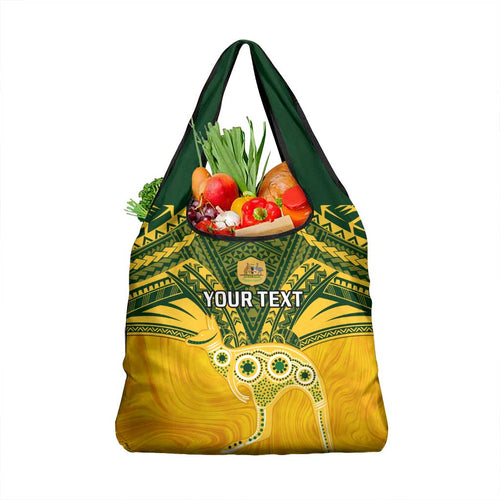 Custom Australia Matildas Grocery Bag Polynesian Mix Gold Marble