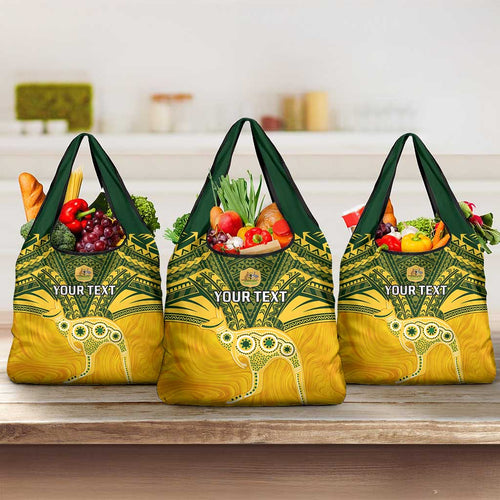 Custom Australia Matildas Grocery Bag Polynesian Mix Gold Marble