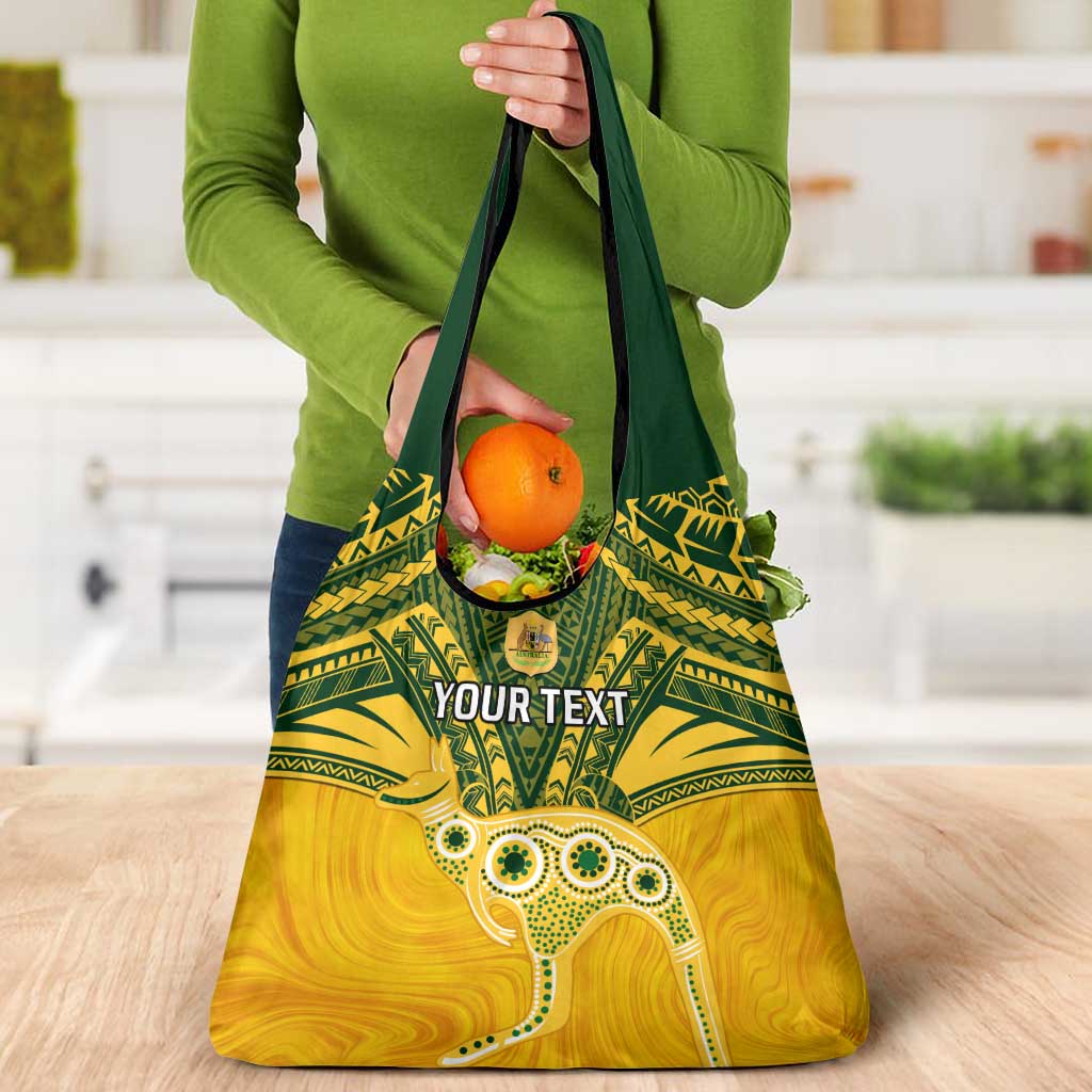 Custom Australia Matildas Grocery Bag Polynesian Mix Gold Marble