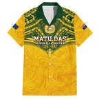 Custom Australia Matildas Hawaiian Shirt Polynesian Mix Gold Marble