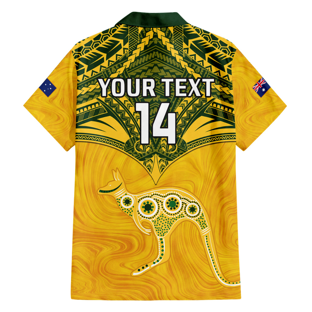 Custom Australia Matildas Hawaiian Shirt Polynesian Mix Gold Marble