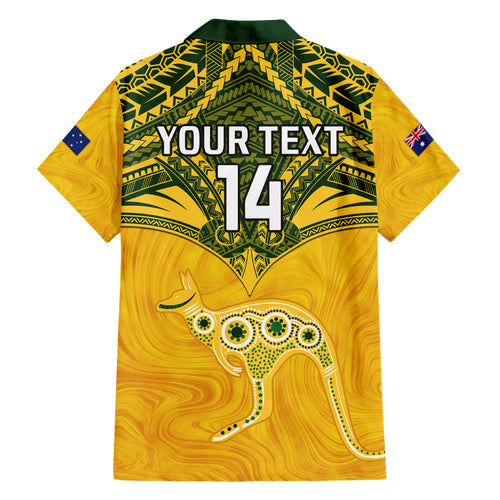 Custom Australia Matildas Hawaiian Shirt Polynesian Mix Gold Marble
