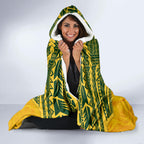 Custom Australia Matildas Hooded Blanket Polynesian Mix Gold Marble
