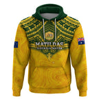 Custom Australia Matildas Hoodie Polynesian Mix Gold Marble