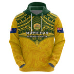 Custom Australia Matildas Hoodie Polynesian Mix Gold Marble