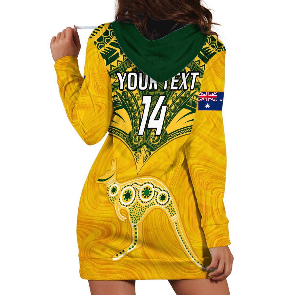 Custom Australia Matildas Hoodie Dress Polynesian Mix Gold Marble