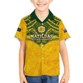 Custom Australia Matildas Kid Hawaiian Shirt Polynesian Mix Gold Marble