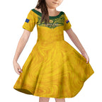 Custom Australia Matildas Kid Short Sleeve Dress Polynesian Mix Gold Marble