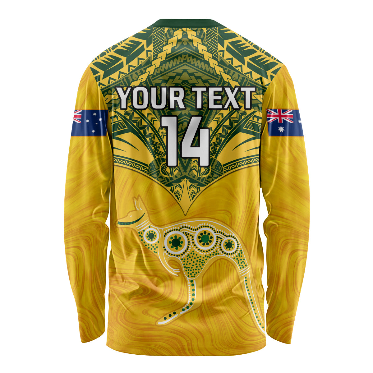 Custom Australia Matildas Long Sleeve Shirt Polynesian Mix Gold Marble