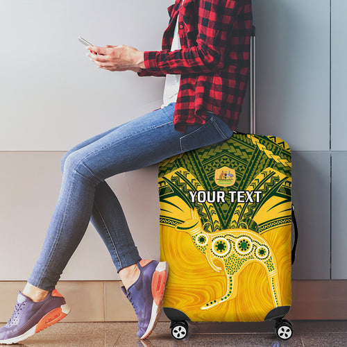 Custom Australia Matildas Luggage Cover Polynesian Mix Gold Marble
