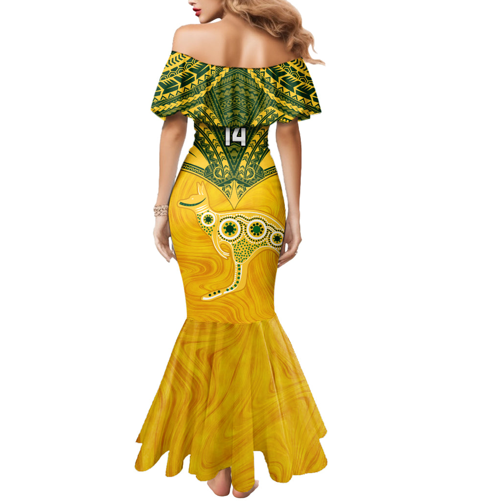 Custom Australia Matildas Mermaid Dress Polynesian Mix Gold Marble