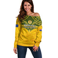 Custom Australia Matildas Off Shoulder Sweater Polynesian Mix Gold Marble