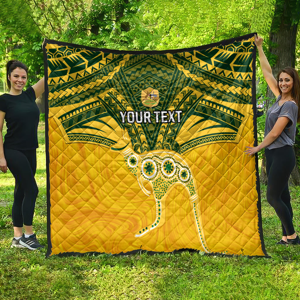 Custom Australia Matildas Quilt Polynesian Mix Gold Marble