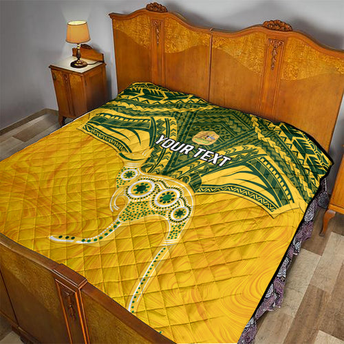 Custom Australia Matildas Quilt Polynesian Mix Gold Marble
