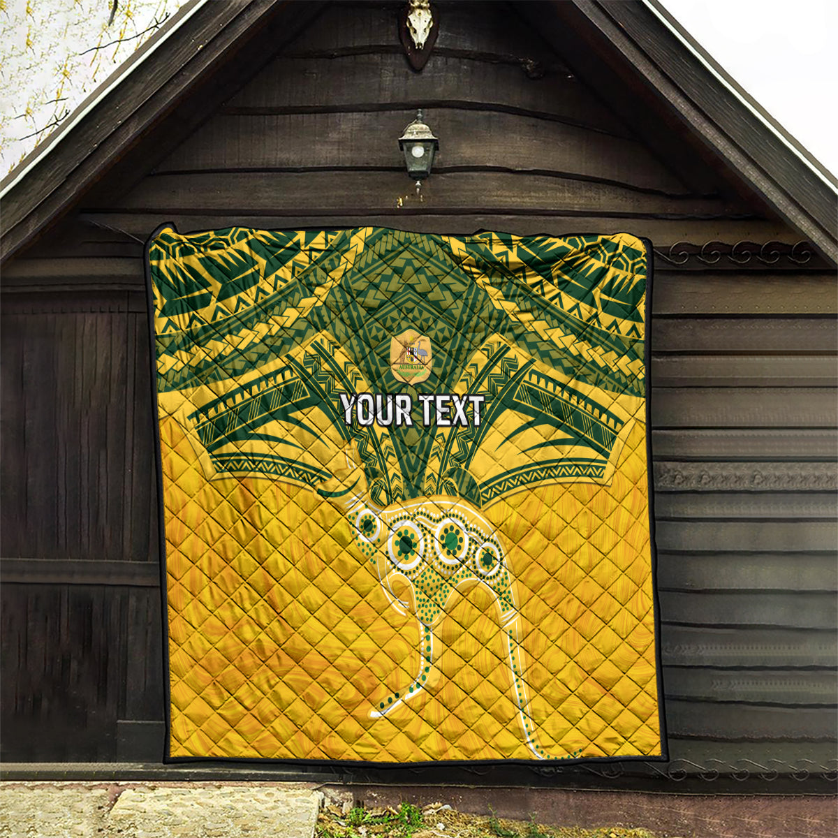 Custom Australia Matildas Quilt Polynesian Mix Gold Marble