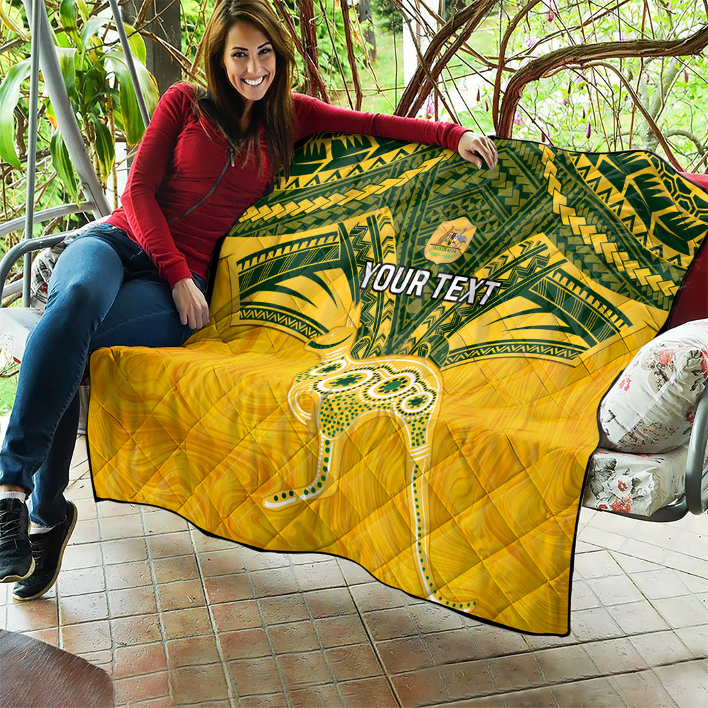 Custom Australia Matildas Quilt Polynesian Mix Gold Marble