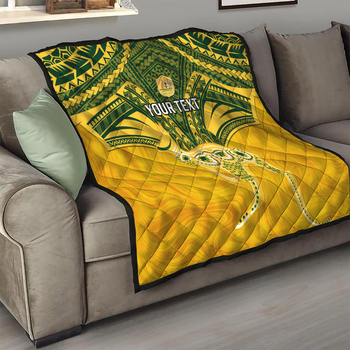 Custom Australia Matildas Quilt Polynesian Mix Gold Marble