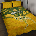 Custom Australia Matildas Quilt Bed Set Polynesian Mix Gold Marble