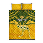 Custom Australia Matildas Quilt Bed Set Polynesian Mix Gold Marble