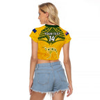 Custom Australia Matildas Raglan Cropped T Shirt Polynesian Mix Gold Marble