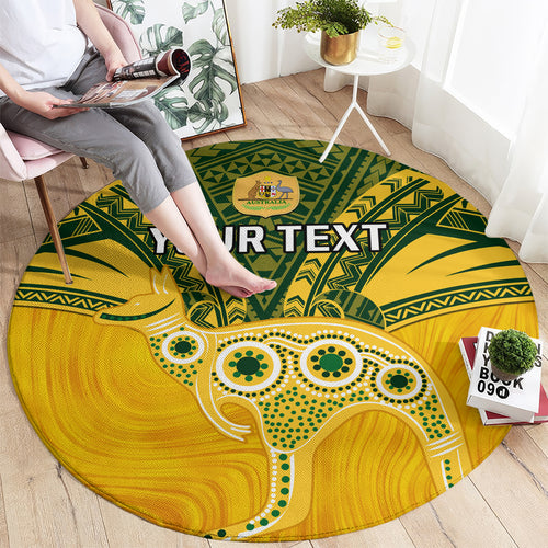 Custom Australia Matildas Round Carpet Polynesian Mix Gold Marble