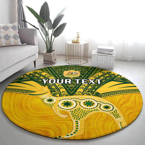 Custom Australia Matildas Round Carpet Polynesian Mix Gold Marble