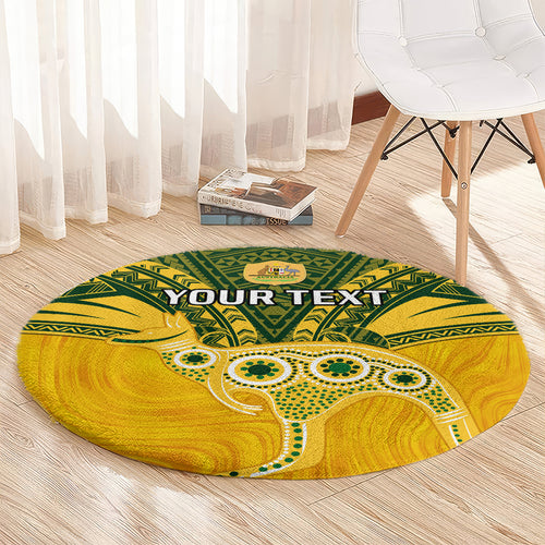 Custom Australia Matildas Round Carpet Polynesian Mix Gold Marble
