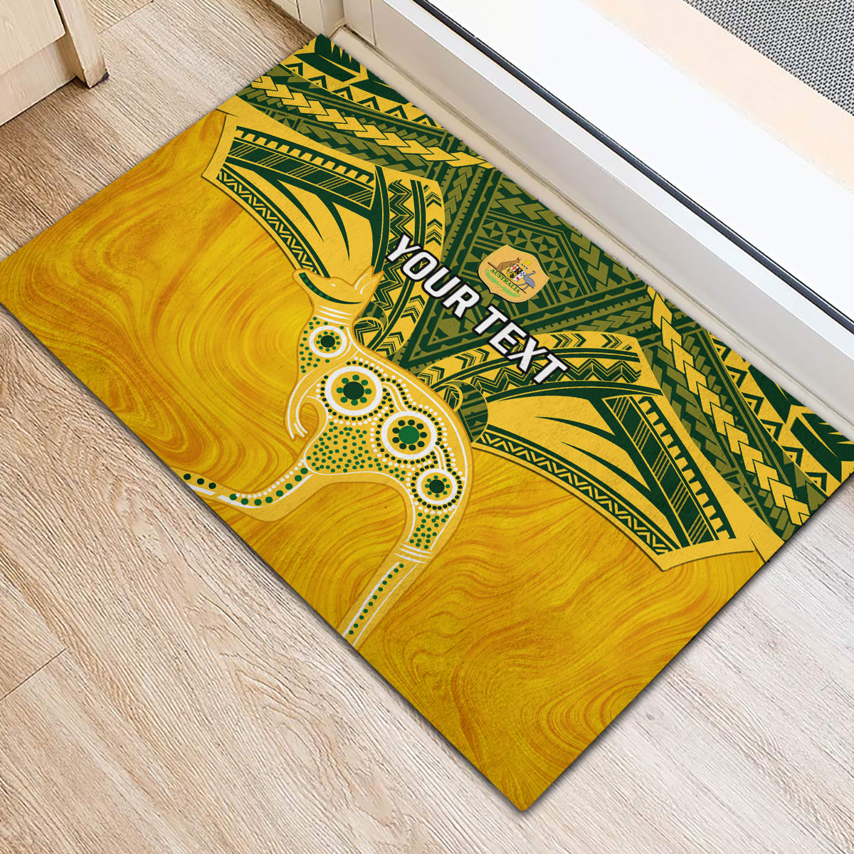Custom Australia Matildas Rubber Doormat Polynesian Mix Gold Marble
