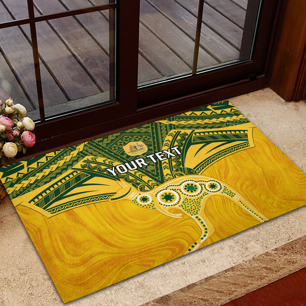 Custom Australia Matildas Rubber Doormat Polynesian Mix Gold Marble