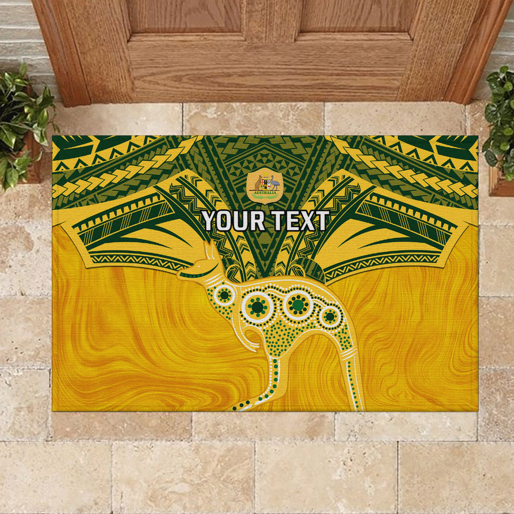 Custom Australia Matildas Rubber Doormat Polynesian Mix Gold Marble