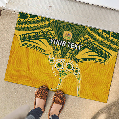 Custom Australia Matildas Rubber Doormat Polynesian Mix Gold Marble