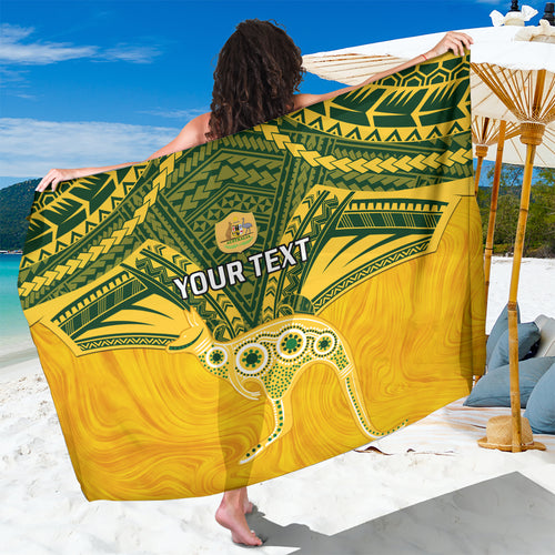 Custom Australia Matildas Sarong Polynesian Mix Gold Marble