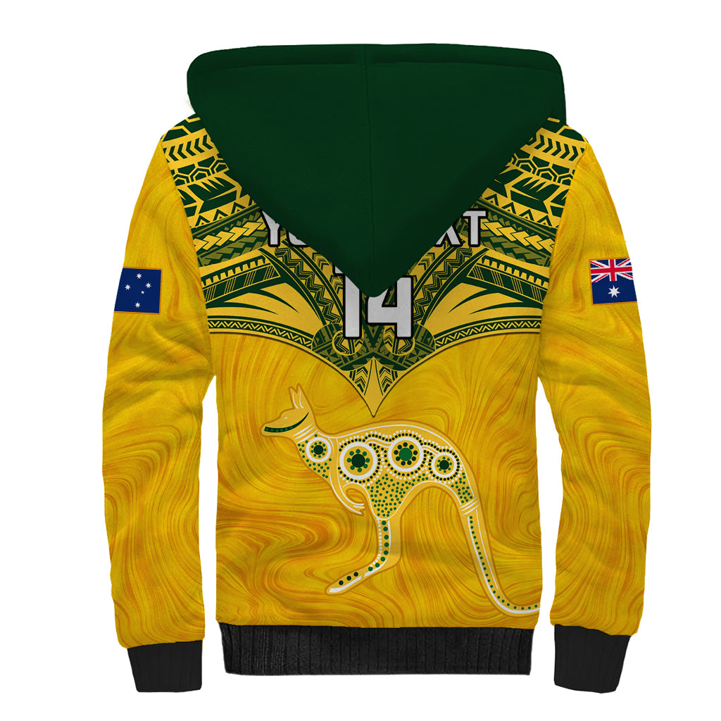 Custom Australia Matildas Sherpa Hoodie Polynesian Mix Gold Marble