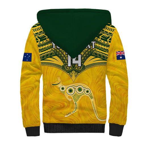 Custom Australia Matildas Sherpa Hoodie Polynesian Mix Gold Marble