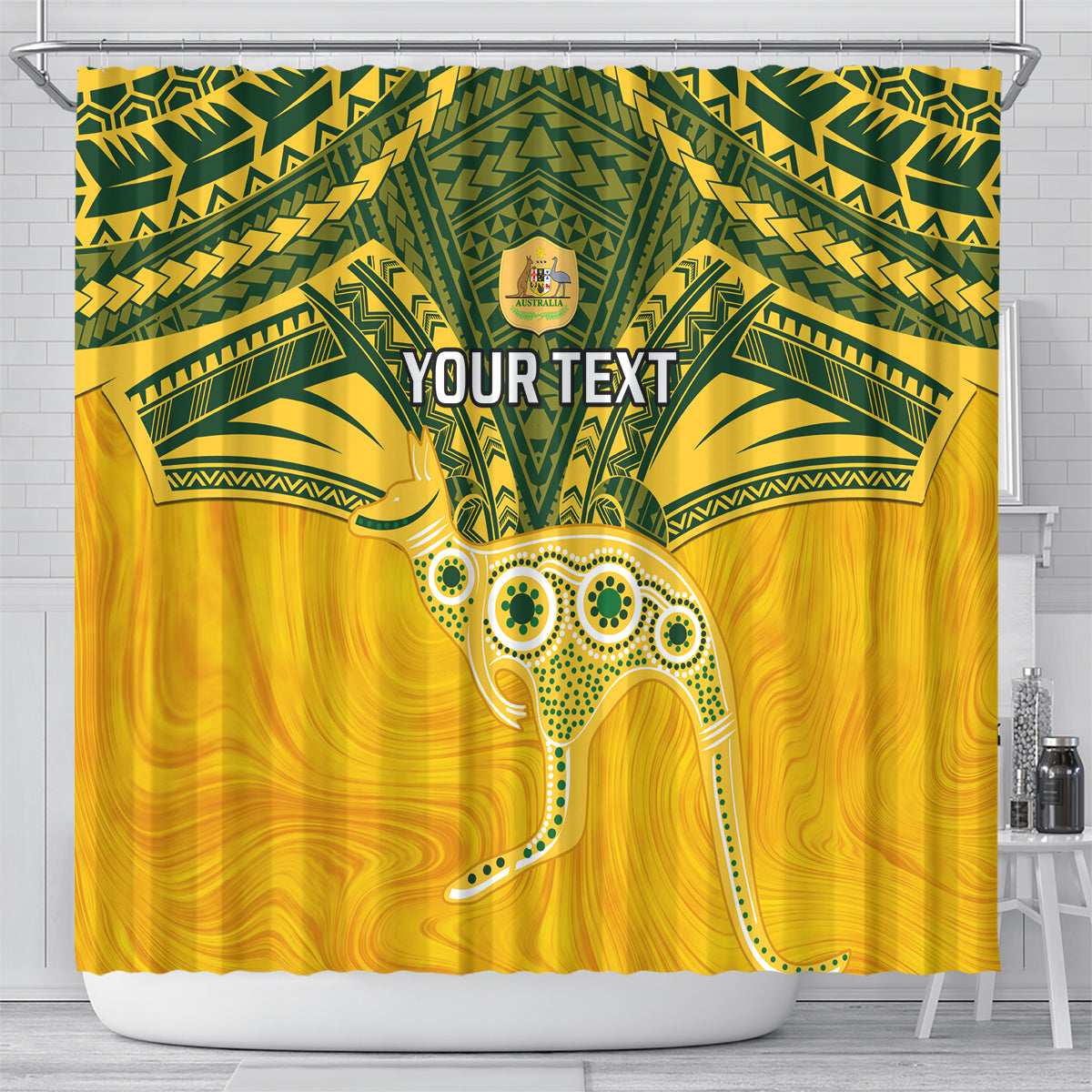 Custom Australia Matildas Shower Curtain Polynesian Mix Gold Marble