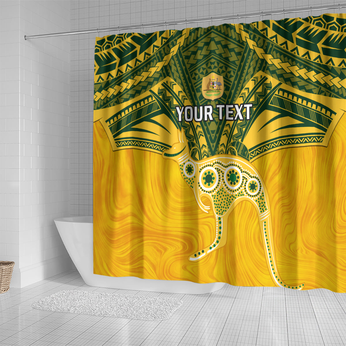 Custom Australia Matildas Shower Curtain Polynesian Mix Gold Marble