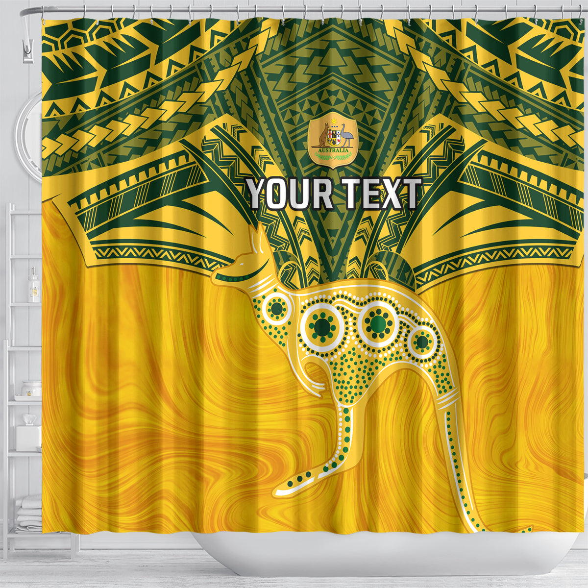 Custom Australia Matildas Shower Curtain Polynesian Mix Gold Marble
