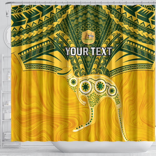 Custom Australia Matildas Shower Curtain Polynesian Mix Gold Marble
