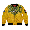 Custom Australia Matildas Sleeve Zip Bomber Jacket Polynesian Mix Gold Marble